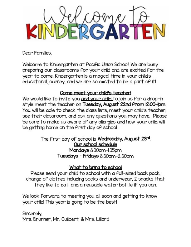 ​Welcome To Kindergarten 2023-2024!​